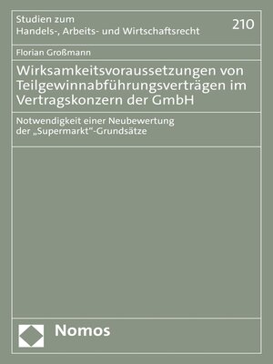 cover image of Wirksamkeitsvoraussetzungen von Teilgewinnabführungsverträgen im Vertragskonzern der GmbH